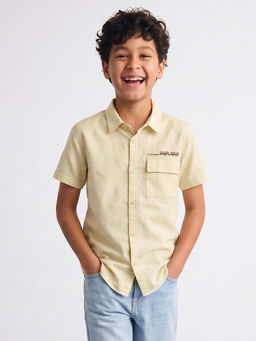 Allen Solly - Boys Beige Graphic Print Casual Shirt