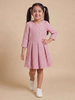 Allen Solly - Girls Pink Textured Knee Length Party Dress
