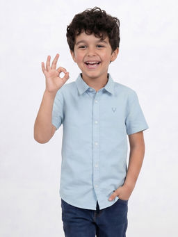 Allen Solly - Boys Light Blue Solid Casual Shirt