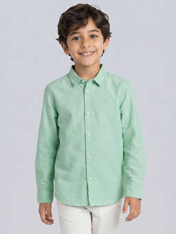 Allen Solly - Boys Green Solid Casual Shirt