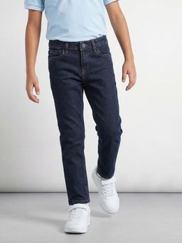 Allen Solly - Navy Blue Solid Slim Jeans