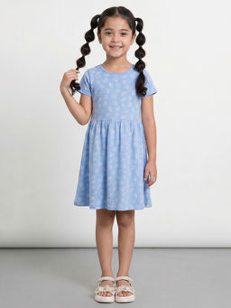 Allen Solly - Blue Printed Knee Length Dress