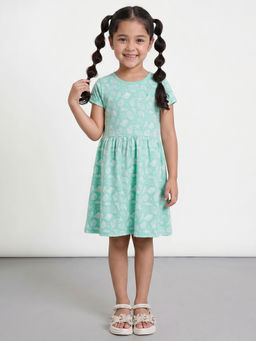 Allen Solly - Green Printed Knee Length Dress