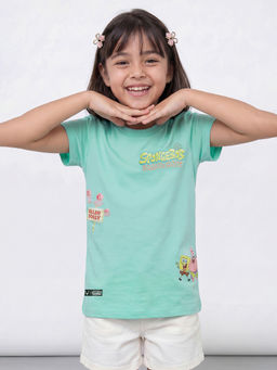 Allen Solly - Girls Light Green Graphic Print Casual T-Shirt