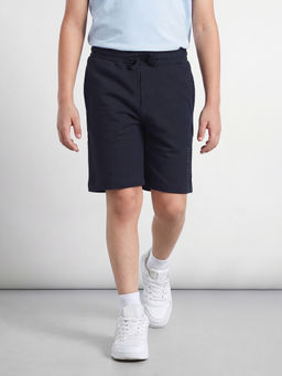 Allen Solly - Navy Blue Cotton Slit Pocket Solid Shorts