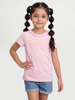 Allen Solly - Girls Pink Embellished Print Casual T-shirt