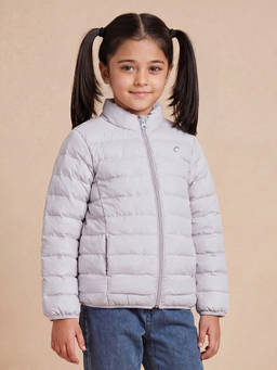 Allen Solly - Girls Grey Solid Puffer Jacket