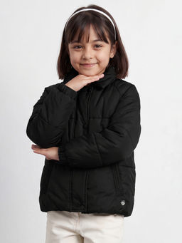Allen Solly - Girls Black Solid Puffer Jacket