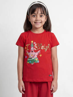 Allen Solly - Red Embellished Sequined Casual T-Shirt