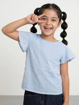 Allen Solly - Girls Light Blue Solid Casual Top