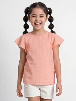 Allen Solly - Girls Peach Solid Casual Top