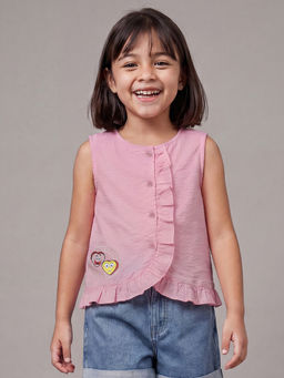 Allen Solly - Girls Pink Textured Print Casual Top