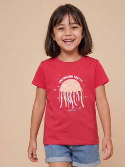 Allen Solly - Girls Red Graphic Print Casual T-Shirt