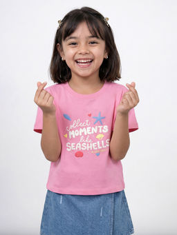 Allen Solly - Girls Pink Graphic Print Casual T-Shirt