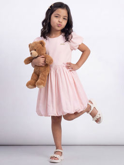 Allen Solly - Girls Pink Solid Knee Length Casual Dress