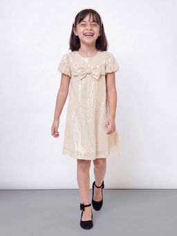 Allen Solly - Girls Beige Knee Length Party Dress