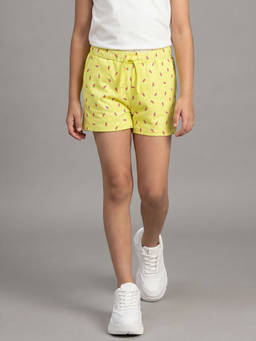 Allen Solly Junior - Girls Yellow Printed Shorts