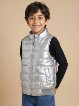Allen Solly Junior - Boys Silver Textured Regular Fit Jacket
