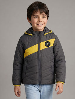 Allen Solly Junior - Boys Grey Patterned Regular Fit Jacket