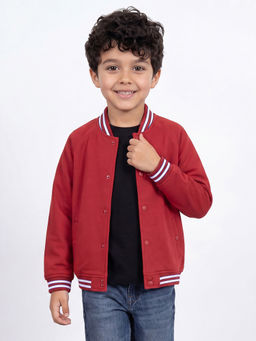 Allen Solly Junior - Boys Red Solid Regular Fit Jacket