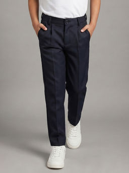 Allen Solly Junior - Boys Navy Slim Fit Textured Trousers