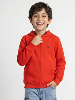 Allen Solly Junior - Boys Red Solid Regular Fit Sweatshirt