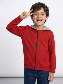 Allen Solly Junior - Boys Red Solid Regular Fit Sweatshirt
