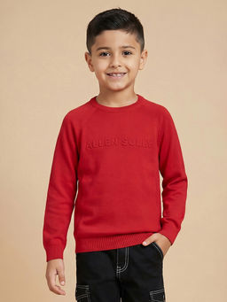 Allen Solly Junior - Boys Red Solid Regular Fit Sweater