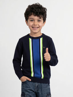Allen Solly Junior - Boys Black Patterned Regular Fit Sweater