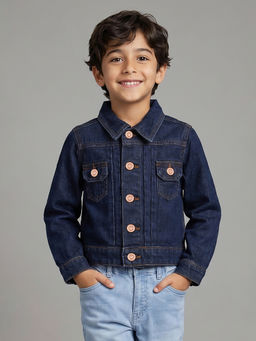 Allen Solly Junior - Boys Navy Solid Regular Fit Jacket