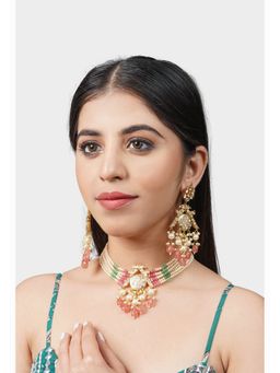 Auraa Trends - Women & Girls 22KT Gold Plated Kundan Classic Multi-Color Necklace Set