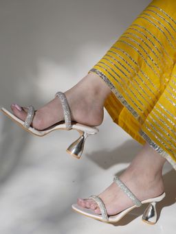 SCENTRA - Sofi White Embellished Heels