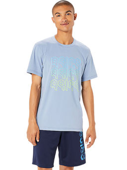 ASICS - Hex Graphic Cotton Blend Ss Men Blue T-Shirt