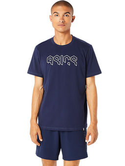 ASICS - Hex Graphic Cotton Blend Ss Men Blue T-Shirt