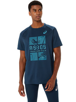 ASICS - Track Practice Graphic Men Blue T-Shirt
