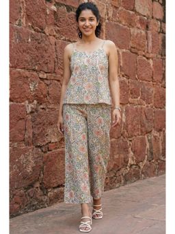 SAY - Multi-Color Round Neck Floral Print Print Pure Cotton Night Suit for Women