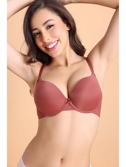 Zivame - Plunge Wired Medium Coverage Push Up Bra - Mahagony