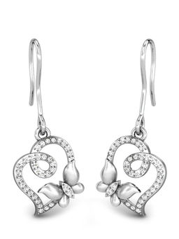 Candere by Kalyan Jewellers - 18K BIS Hallmark White Gold & Diamond Butterfly Earrings