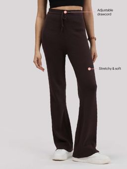 Blissclub - Brown Move All Day Ribbed Pants