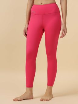 Fitkin - Women Hot Pink High-Waist Core Tights with 4-Way Stretch
