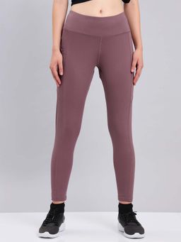 Technosport - Purple Women Solid Slim Fit Sports Tights with Elastic Lite for Yoga and Fitness