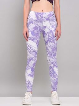 Technosport - Purple Women Printed Slim Fit Sports Tights with Elastic Plus for Workout Wear
