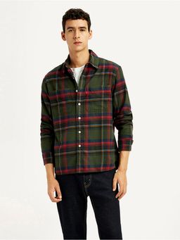 Levi's - Men's Plaid Multi-Color Spread Collar Flannel Shirt