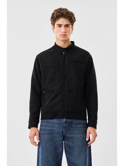 Snitch - Black Solid Full Sleeves Regular Casual Jacket for Men
