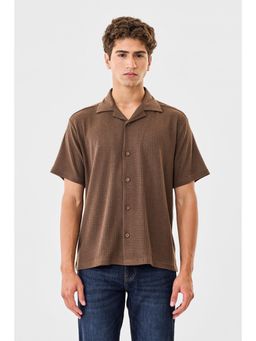 Snitch - Brown Textured Half Sleeves Regular Casual Shirt for Men