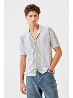 Snitch - Light Green Stripes Half Sleeves Regular Casual Shirt for Men