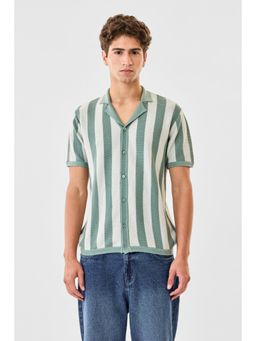 Snitch - Green Stripes Half Sleeves Regular Casual Shirt for Men