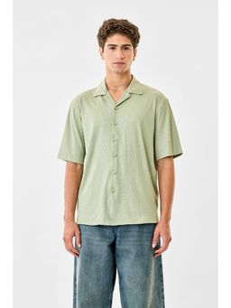 Snitch - Light Green Textured Half Sleeves Boxy Casual Shirt for Men