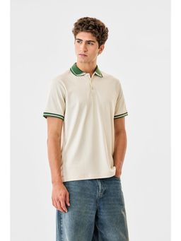 Snitch - Off White Solid Half Sleeves Regular Casual Polo T-Shirt for Men