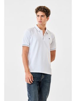 Snitch - White Solid Half Sleeves Regular Casual Polo T-Shirt for Men
